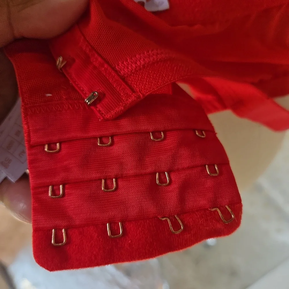Savage x Fenty Red Lace Cage Demi Cup Bra Size 42DD - Picture 10 of 13